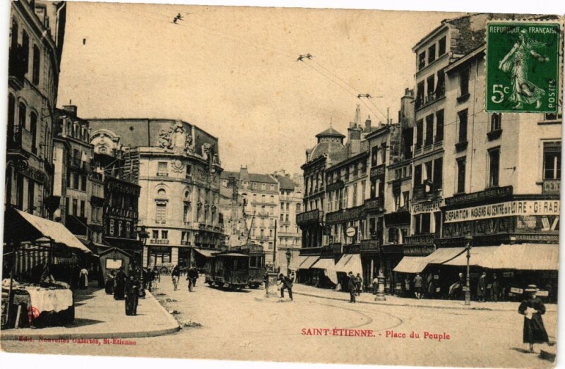 Carte postale ancienne Saint-Etienne-Place du Peuple