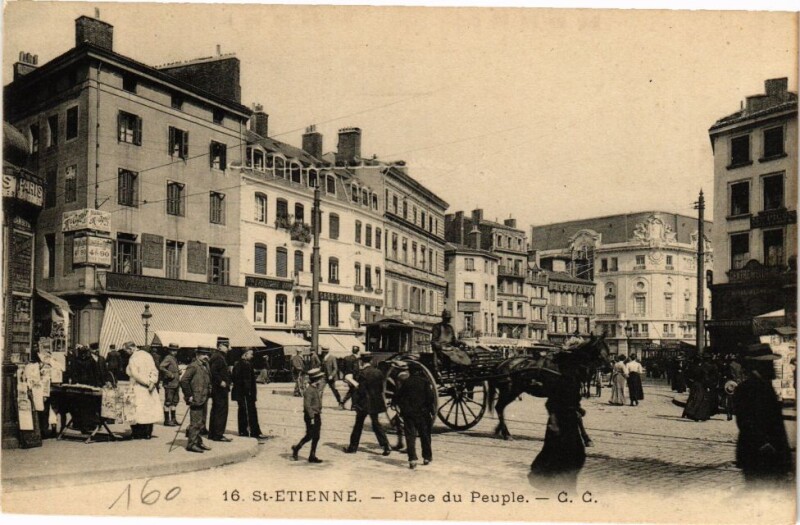 Carte postale ancienne Saint-Etienne-Place du Peuple
