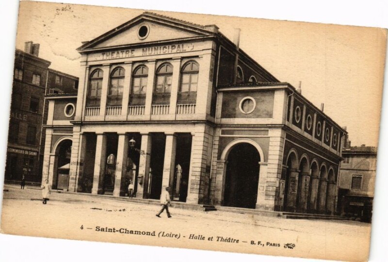 Carte postale ancienne Saint-Chamond - Halle et Théatre à Saint-Chamond
