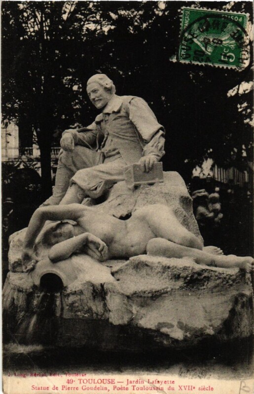Carte postale ancienne Toulouse - Jardin Lafayette - Statue de Pierre Goudelin Pete à Toulouse