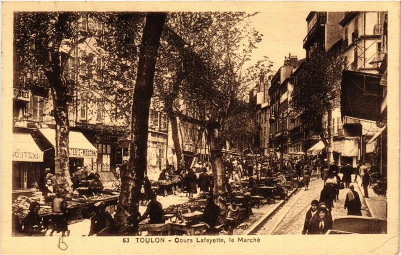 Carte postale ancienne Toulon Cours Lafayette-Le Marché à Toulon