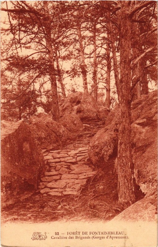 Carte postale ancienne Foret de Fontainebleau - Cavaliere des Brigands (Gorges d'Apremont à Fontainebleau