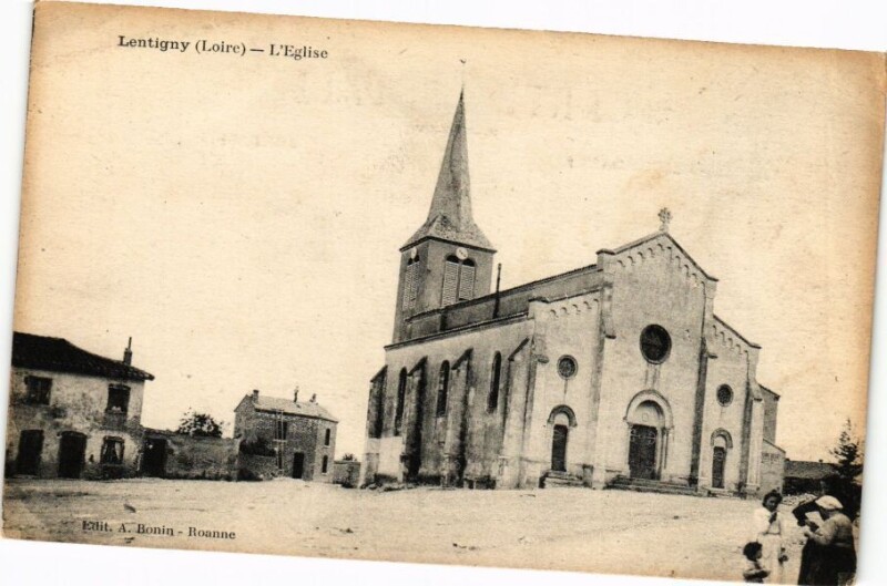 Carte postale ancienne Lentigny - L'Eglise à Lentigny