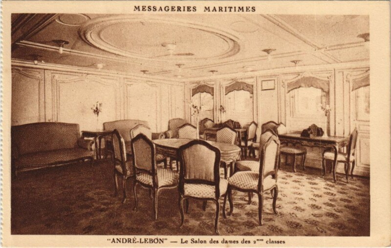 Carte postale ancienne Andre-Lebon - Le Salon des Dames des 2. Classes Ships