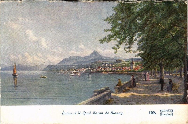 Carte postale ancienne Evian et le Quai Baron de Blonay