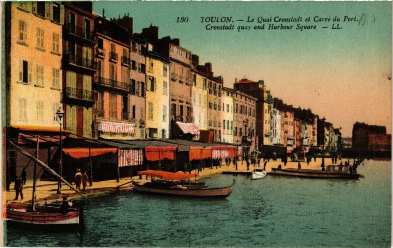 Carte postale ancienne Toulon Le Quai Cronstadt et Carré du Port à Toulon