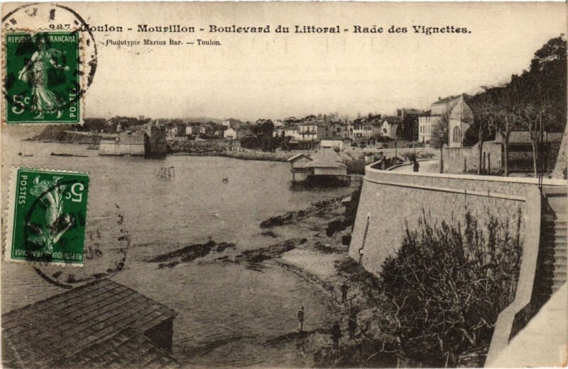 Carte postale ancienne Toulon Mourillon-Boulevard du Littoral-Rade des Vignettes à Toulon