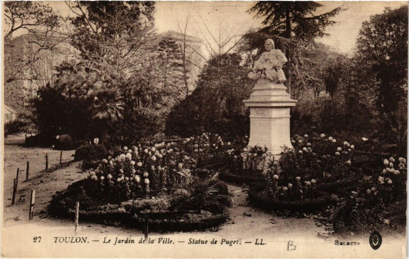 Carte postale ancienne Toulon Jardin de la Ville-La Statue de Puget à Toulon