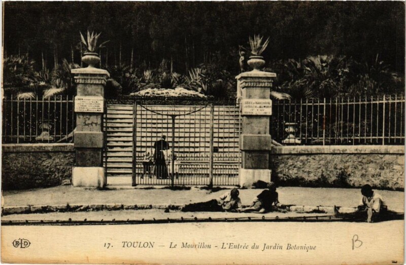 Carte postale ancienne Toulon Le Mourillon-L'Entrée du Jardin Botanique à Toulon
