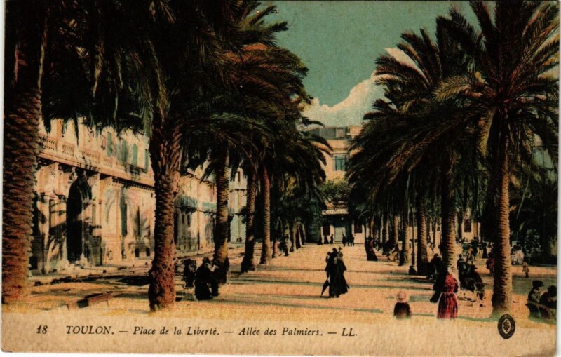 Carte postale ancienne Toulon Place de la Liberté-Allée des Palmiiers à Toulon