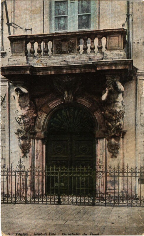 Carte postale ancienne Toulon Hotel de Ville-Cariatides de Puget à Toulon