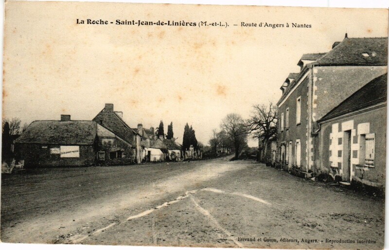 Carte postale ancienne La Roche - Saint-Jean-de-Linieres - Rute d'Angers a Nantes à Angers
