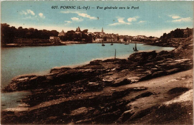 Carte postale ancienne Pornic - Vue geneale vers le Port à Pornic