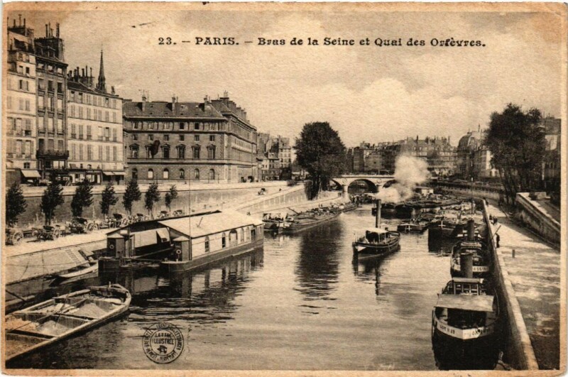 Carte postale ancienne Paris 4e Bras de la Seine et Quai des Orfévres à Paris 4e