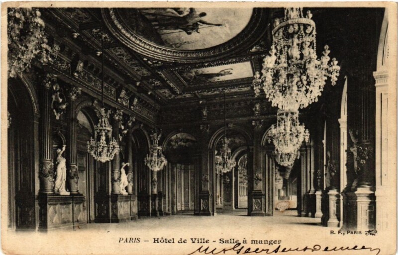 Carte postale ancienne Paris 4e Hotel de Ville-Salle á manger à Paris 4e