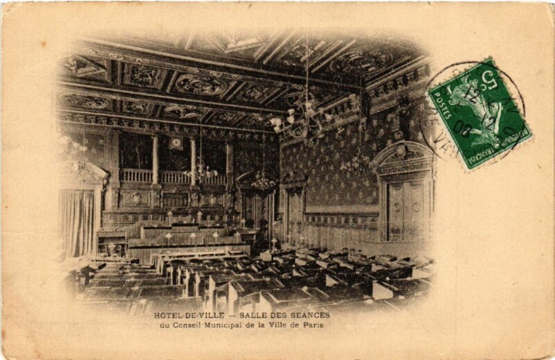Carte postale ancienne Paris 4e Hotel de Ville-Salle des Seances à Paris 4e