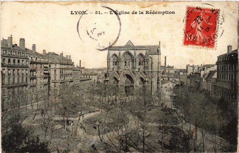 Carte postale ancienne Lyon Eglise de la Redemption