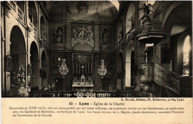 Carte postale ancienne Lyon Eglise de la Charite