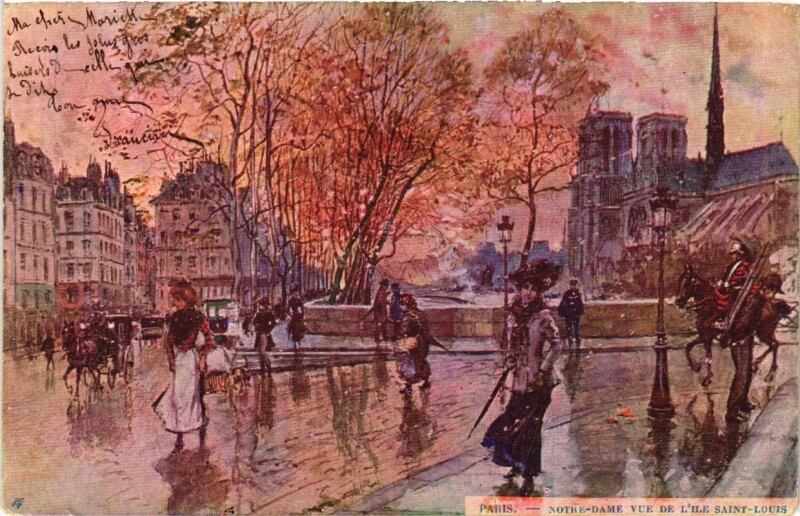 Carte postale ancienne Notre-Dame vue de l'Ile-Saint-Louis à Paris 5e