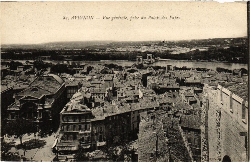Carte postale ancienne Avignon - Vue générale prise du Palais des Papes à Avignon