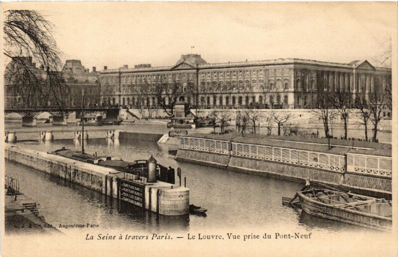Carte postale ancienne Le Louvre - Vue prise du Pont-Neuf à Paris 6e