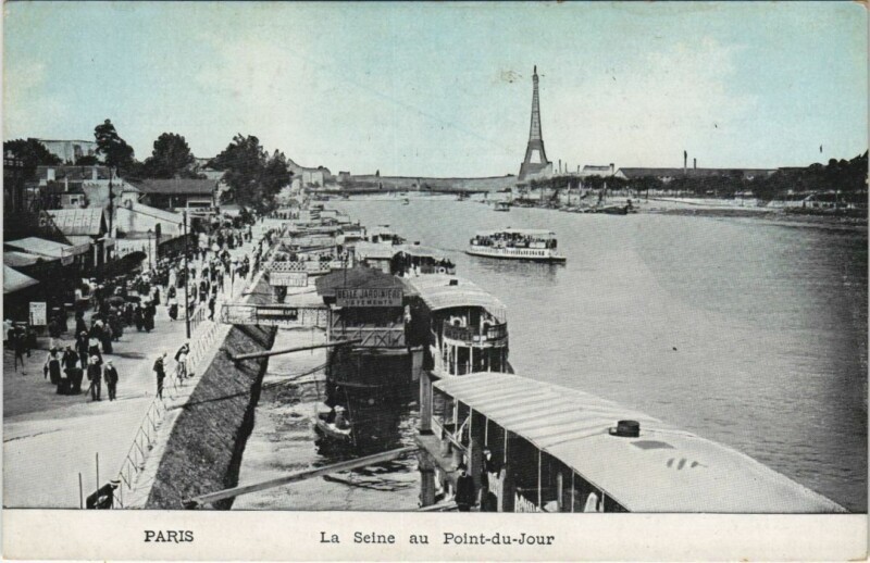 Carte postale ancienne La Seine au Point-du-Jour à Paris 16e