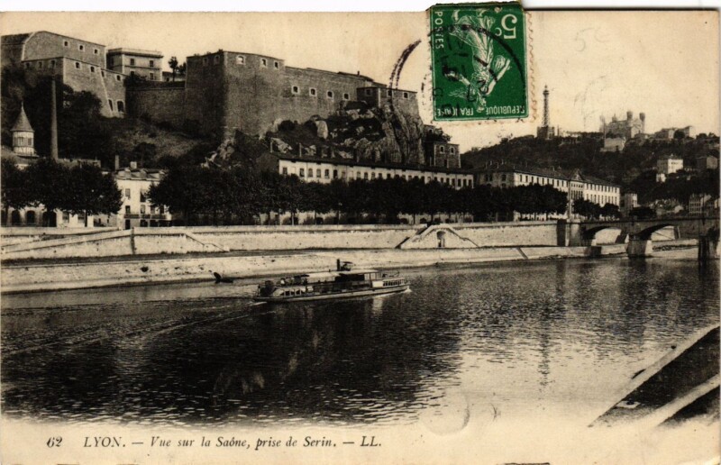 Carte postale ancienne Lyon - Vue sur la Saone à Lyon