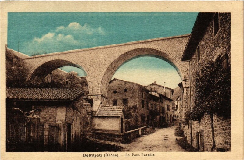 Carte postale ancienne Beaujeu - Le Pont Paradis à Beaujeu