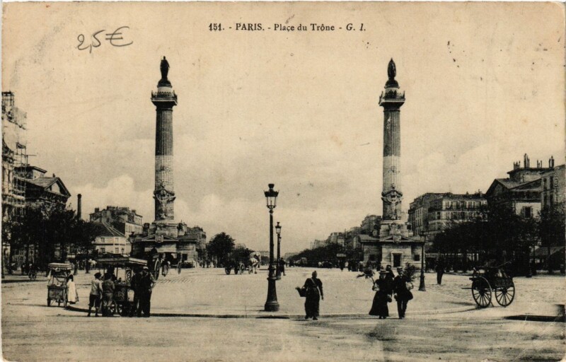 Carte postale ancienne Paris 12e-Place du Trone à Paris 12e
