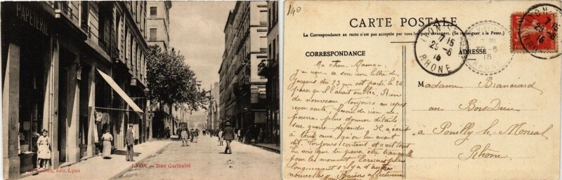 Carte postale ancienne Lyon Rue Garibaldi