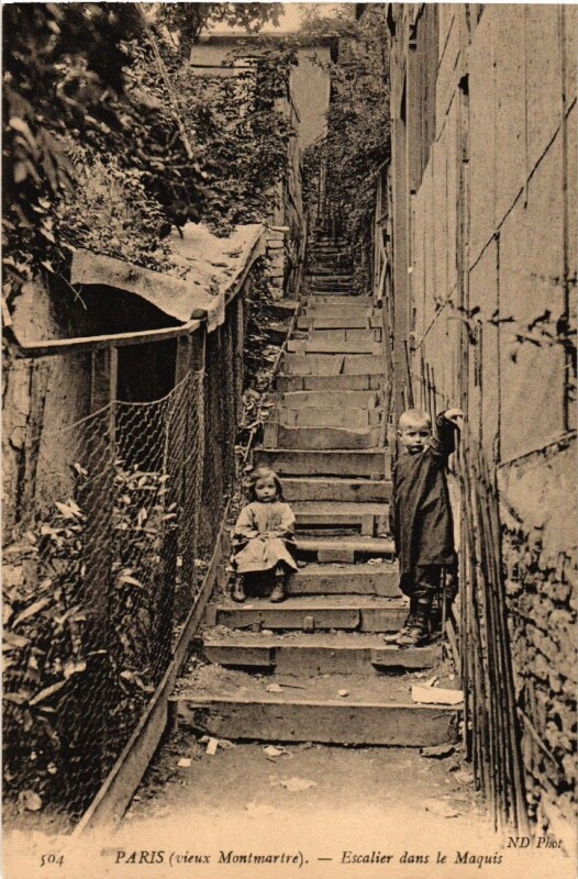 Carte postale ancienne Vieux Montmartre - Escalier dans le Maquis à Paris 18e
