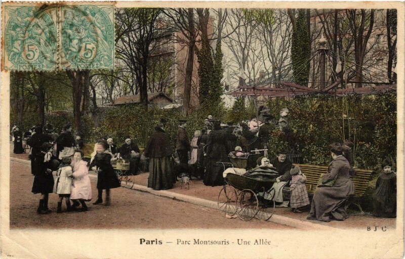 Carte postale ancienne Parc Montsouris - Une Allée à Paris 14e