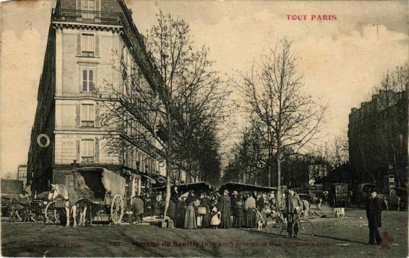 Carte postale ancienne Tout Paris 12e 757 Marche de Reuilly. Rue de Charenton F. Fleury à Paris 12e
