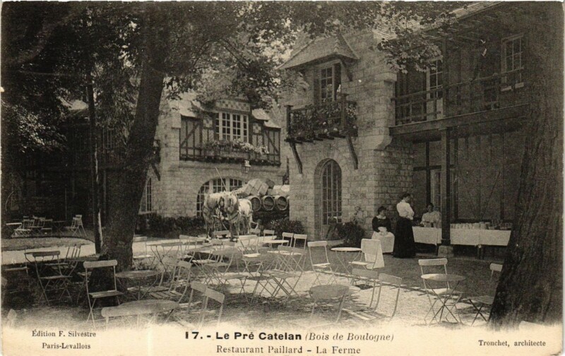 Carte postale ancienne Le Pré Catelan (Bois de Boulogne) - Restaurant Paillard - La Ferme à Paris