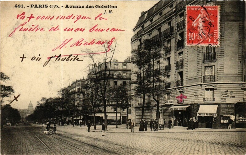Carte postale ancienne Avenue des Gobelins à Paris 13e