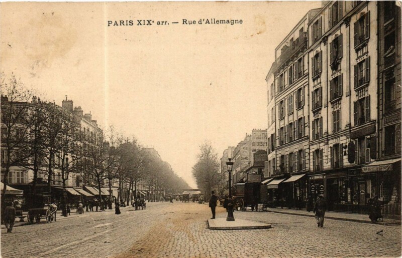 Carte postale ancienne Rue d'Allemagne à Paris 19e