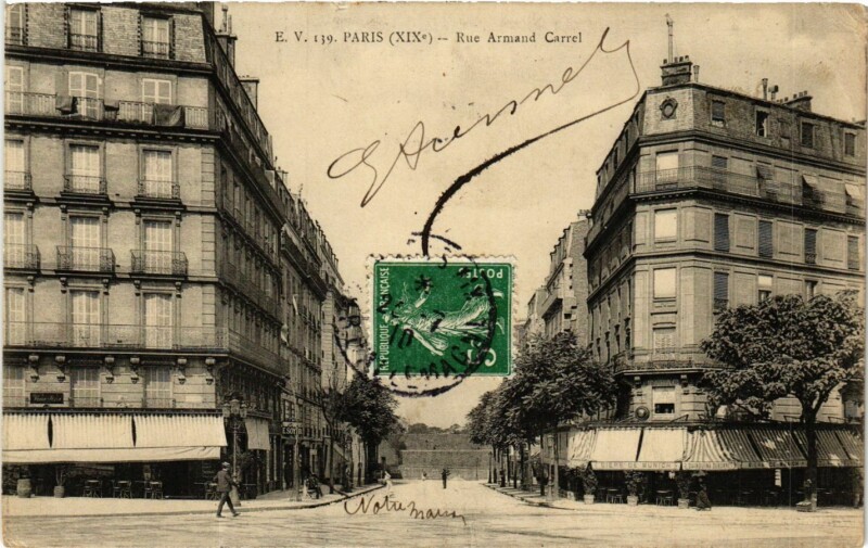 Carte postale ancienne Rue Armand Carrel à Paris 19e