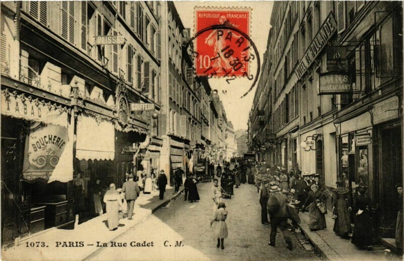 Carte postale ancienne Paris 9e Rue Cadet. à Paris 9e