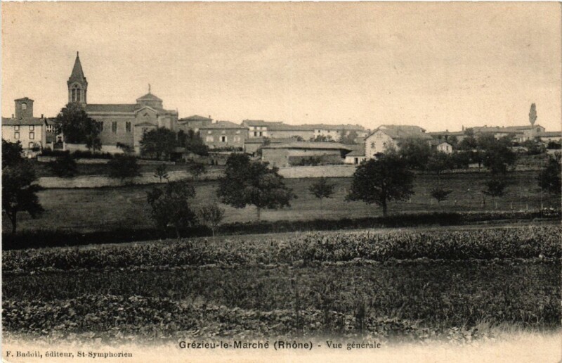 Carte postale ancienne Grezieu le Marché vue générale