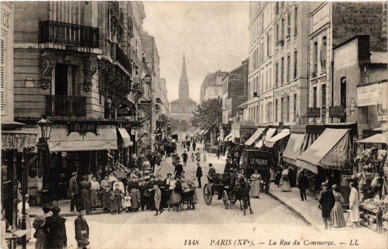 Carte postale ancienne La Rue du Commerce à Paris 15e