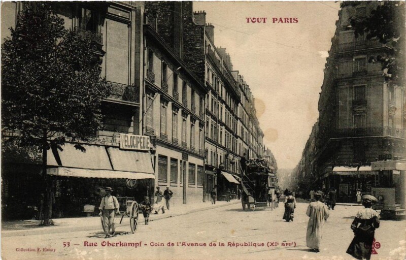 Carte postale ancienne Tout Paris (11e) 53 Rue Oberkampf Coin de l'Av de la Republique à Paris 11e
