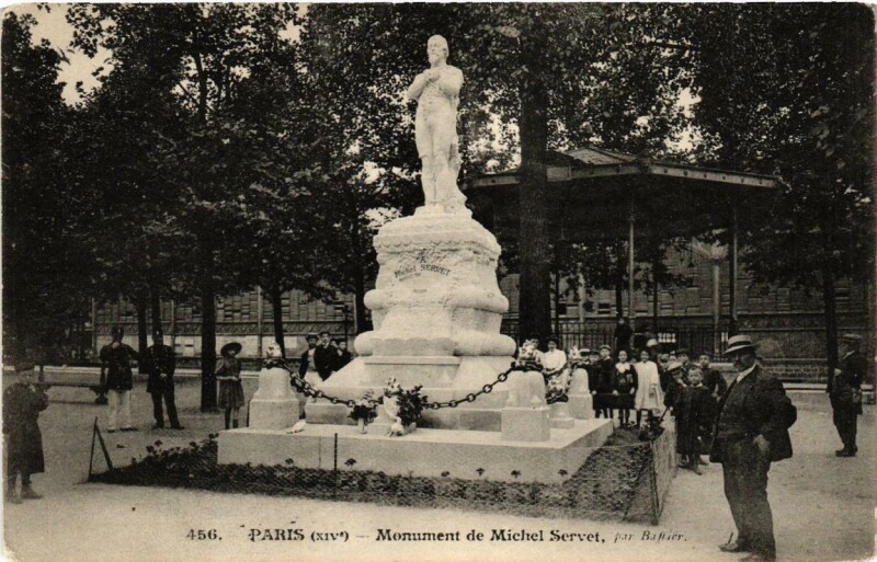 Carte postale ancienne Monument de Michel Servet à Paris 14e