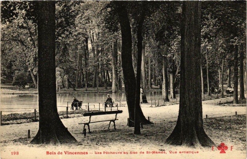 Carte postale ancienne Bois de Vincennes - Les pêcheurs au Lac de Saint-Mandé, Vue artistique à Saint-Mandé
