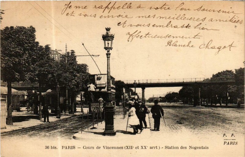 Carte postale ancienne Paris 12e Cours de Vincennes, Station des Nigentais F. Fleury à Paris 12e