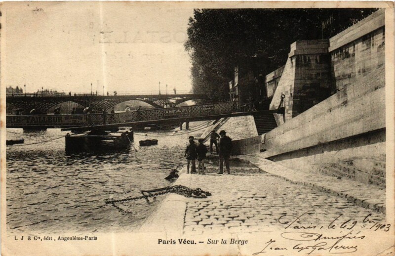 Carte postale ancienne Paris Vecu. Sur la Berge