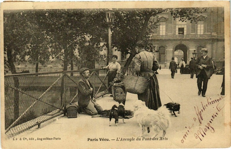 Carte postale ancienne L'Aveugle du Pont des Arts à Paris 1er