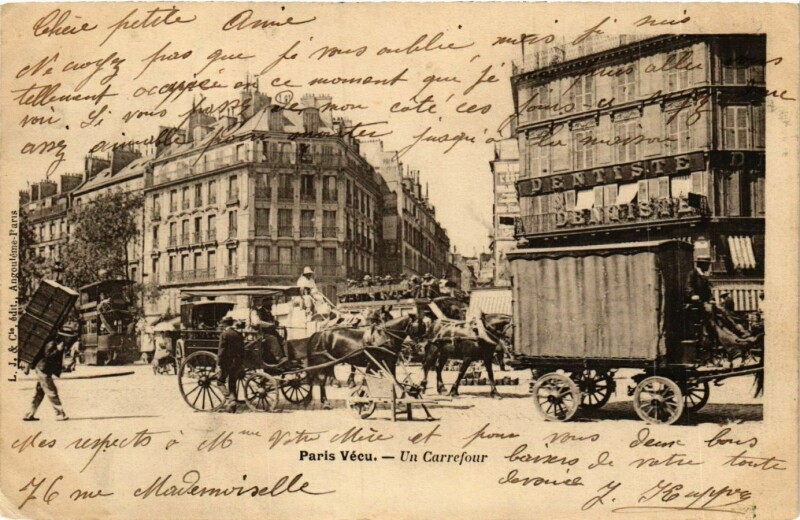 Carte postale ancienne Paris Vecu. Un Carrefour