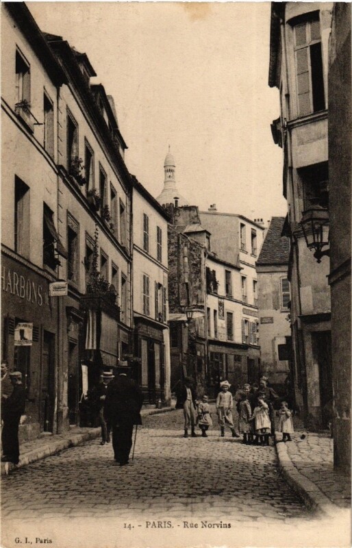 Carte postale ancienne Rue Norvins à Paris 18e