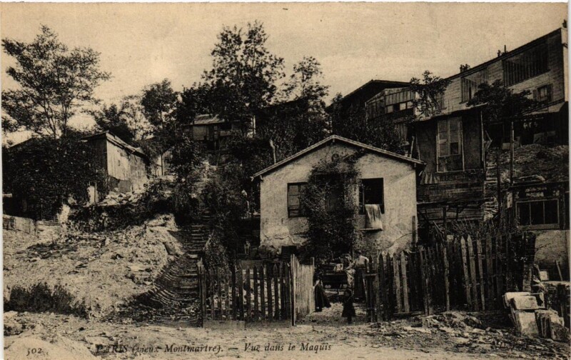 Carte postale ancienne Vieux Montmartre - Vue dans le Maquis à Paris 18e