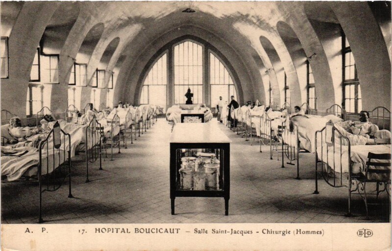 Carte postale ancienne Hôpital Boucicaut - Salle Saint-Jacques - Chirurgie (Hommes) à Paris 15e